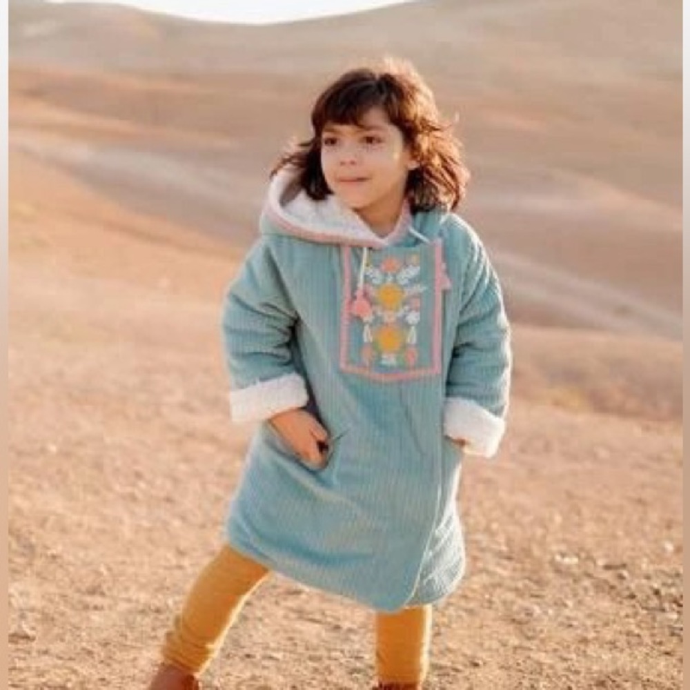 Kids Teal Embroidered Jacket